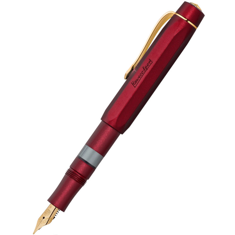 Kaweco Piston Sport AL Fountain Pen and Ink Gift Set - Burgundy/Gold [PRE-ORDER]