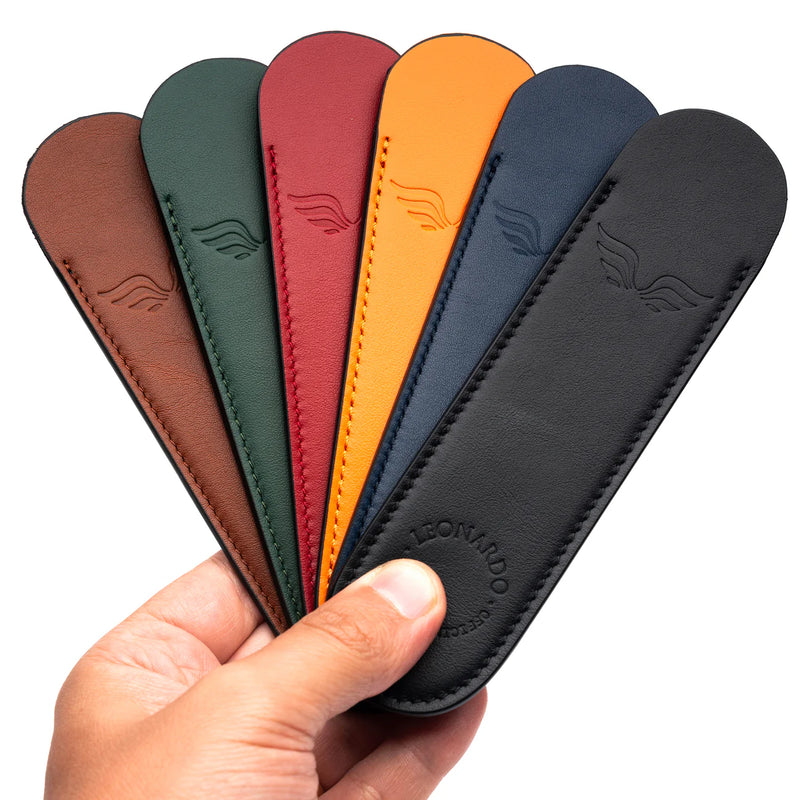 Leonardo Officina Italiana Leather Pen Sleeve - Black