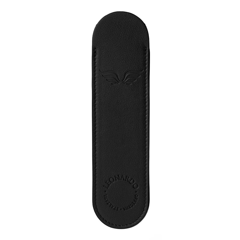 Leonardo Officina Italiana Leather Pen Sleeve - Black