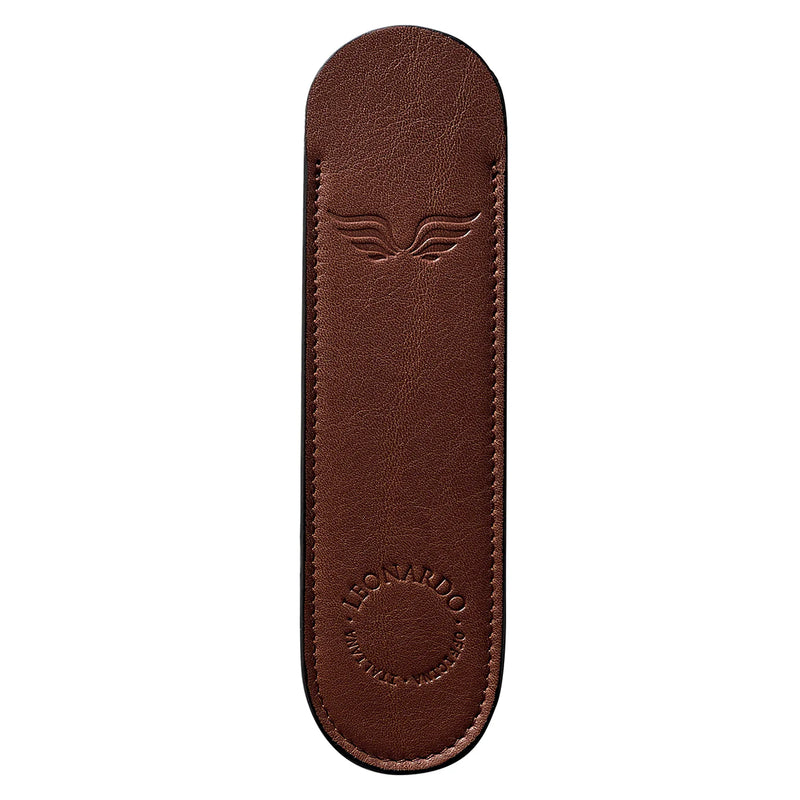 Leonardo Officina Italiana Leather Pen Sleeve - Vintage Brown