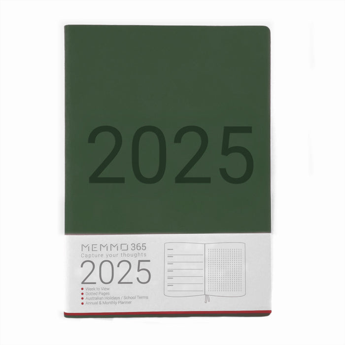 MEMMO365 Luxe 2025 Diary (A5) - Week to view - Green