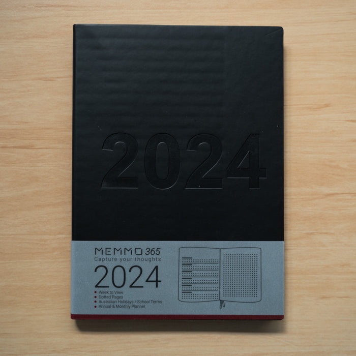 *Clearance* MEMMO 365 Luxe 2024 Diary (A5) - Week to view - Black