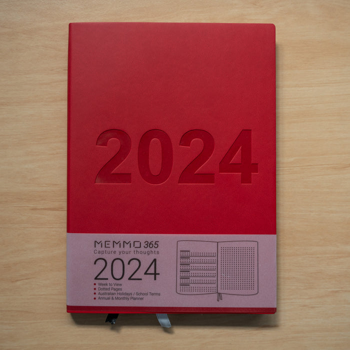 *Clearance* MEMMO 365 Luxe 2024 Diary (A5) - Week to view - Red
