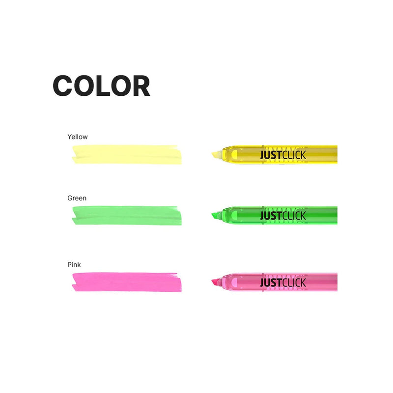 Morris JUSTCLICK Retractable MRH-105 Highlighter S – 3 Colour Set