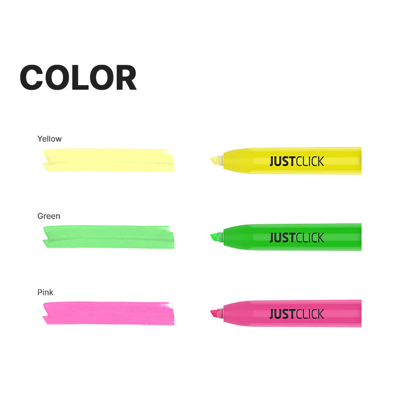 Morris JUSTCLICK Retractable MRH-201 Highlighter M2 – 3 Colour Set