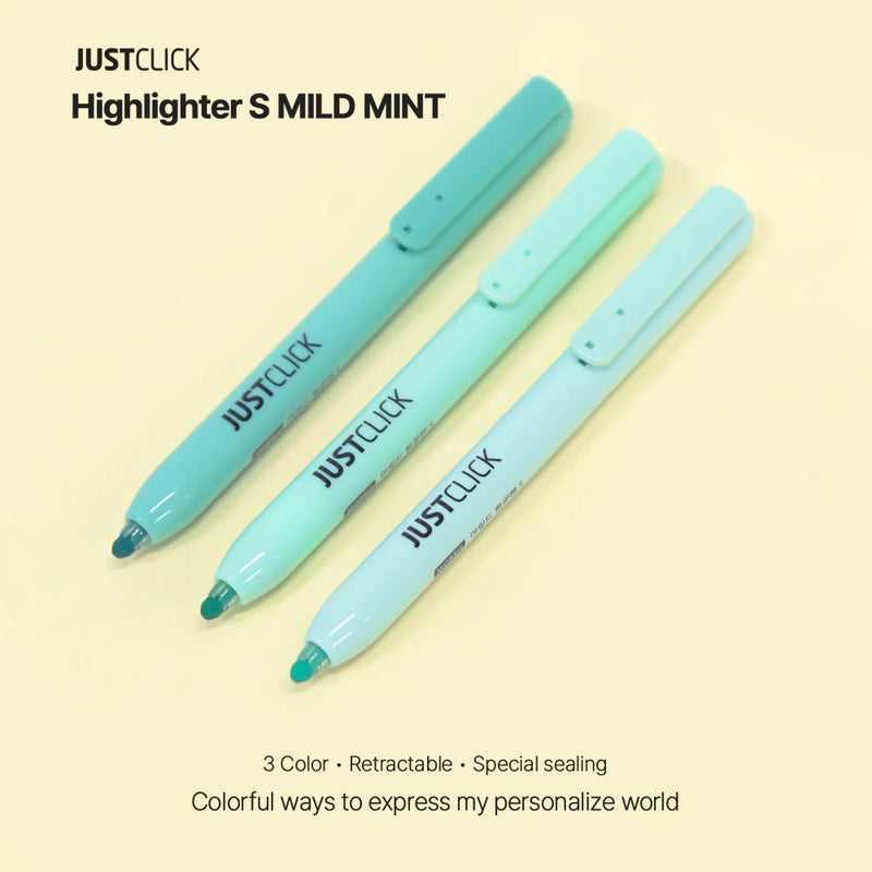 Morris JUSTCLICK Retractable MRH-205 Highlighter S – Mild Mint 3 Colour Set