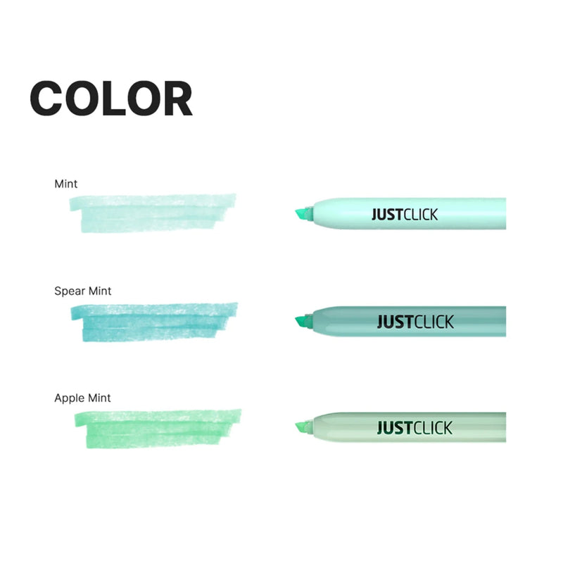 Morris JUSTCLICK Retractable MRH-205 Highlighter S – Mild Mint 3 Colour Set
