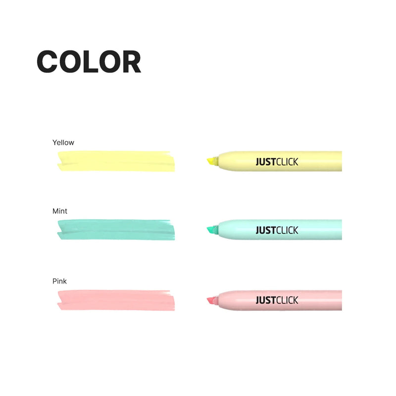 Morris JUSTCLICK Retractable MRH-205 Highlighter S – Mild 3 Colour Set