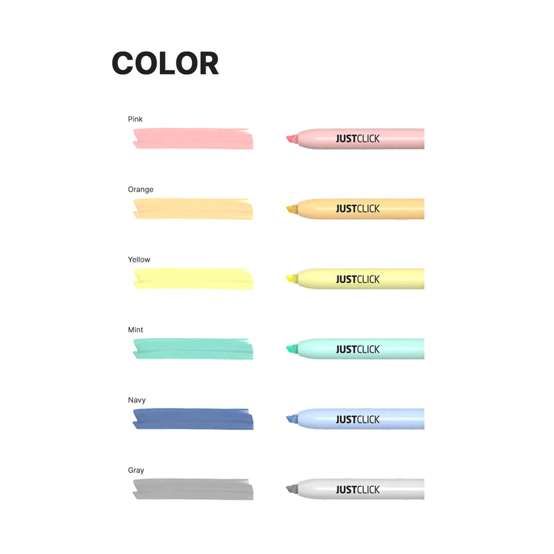 Morris JUSTCLICK Retractable MRH-205 Highlighter S – Mild 6 Colour Set