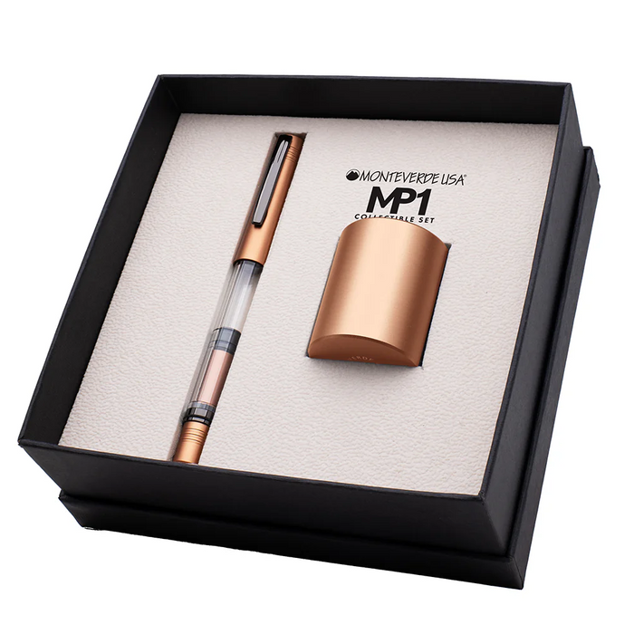 Monteverde MP1 Lock-It Piston Technology Fountain Pen & Holder Set - Mocha Mousse