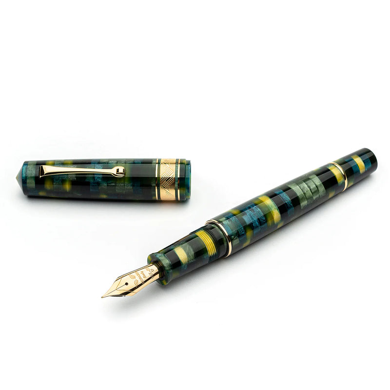 Leonardo Officina Italiana Momento Zero Grande Mosaico Fountain Pen and Ink Gift Set - Baobab, Gold Trim