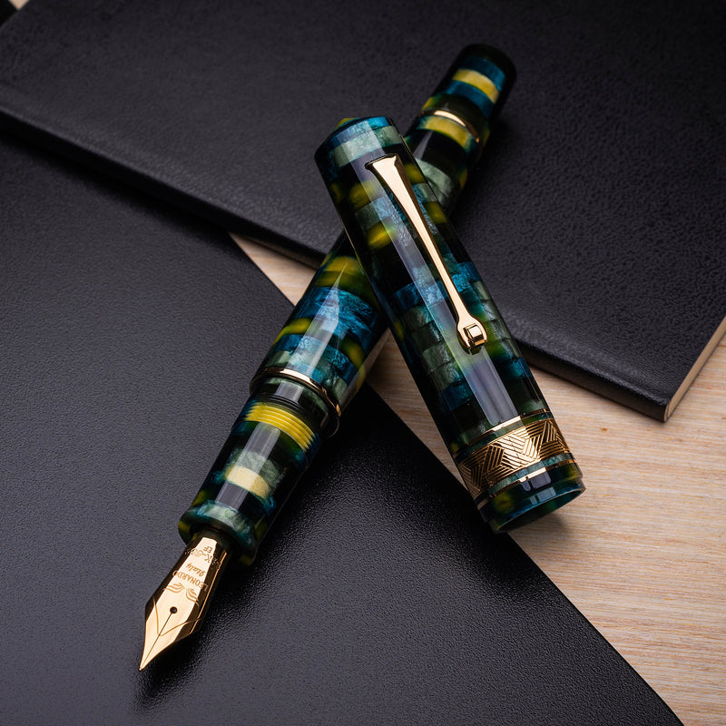 Leonardo Officina Italiana Momento Zero Grande Mosaico Fountain Pen and Ink Gift Set - Baobab, Gold Trim