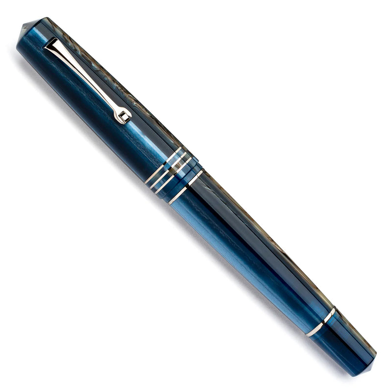 Leonardo Officina Italiana Momento Zero Grande 2.0 Fountain Pen - Dark Hawaii, Silver Trim