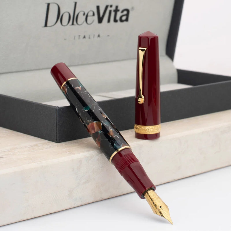 Leonardo Officina Italiana x DolceVita Momento Zero Fountain Pen - Marmo Pompei, Gold Trim