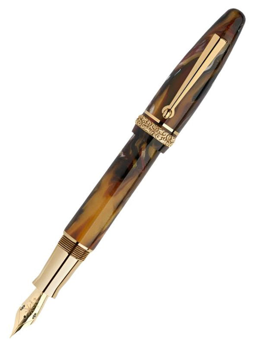 Maiora Ogiva Golden Age Fountain Pen - Fire - Gold Trim - Fine