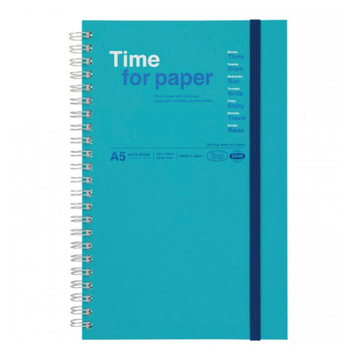 Mark's Tokyo Edge Time For Paper Spiral Notebook With Elastic Band - A5 Turquoise