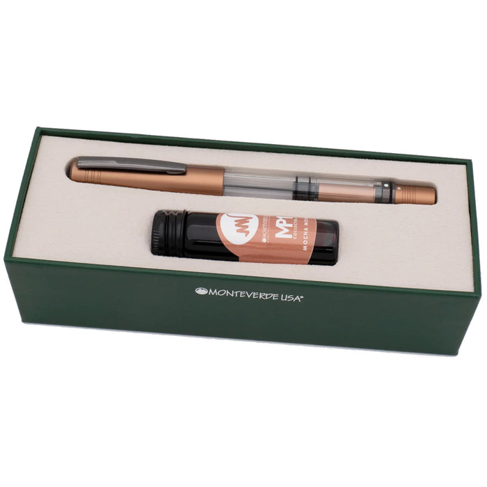 Monteverde MP1 Lock-It Piston Technology Fountain Pen & Ink Set - Mocha Mousse