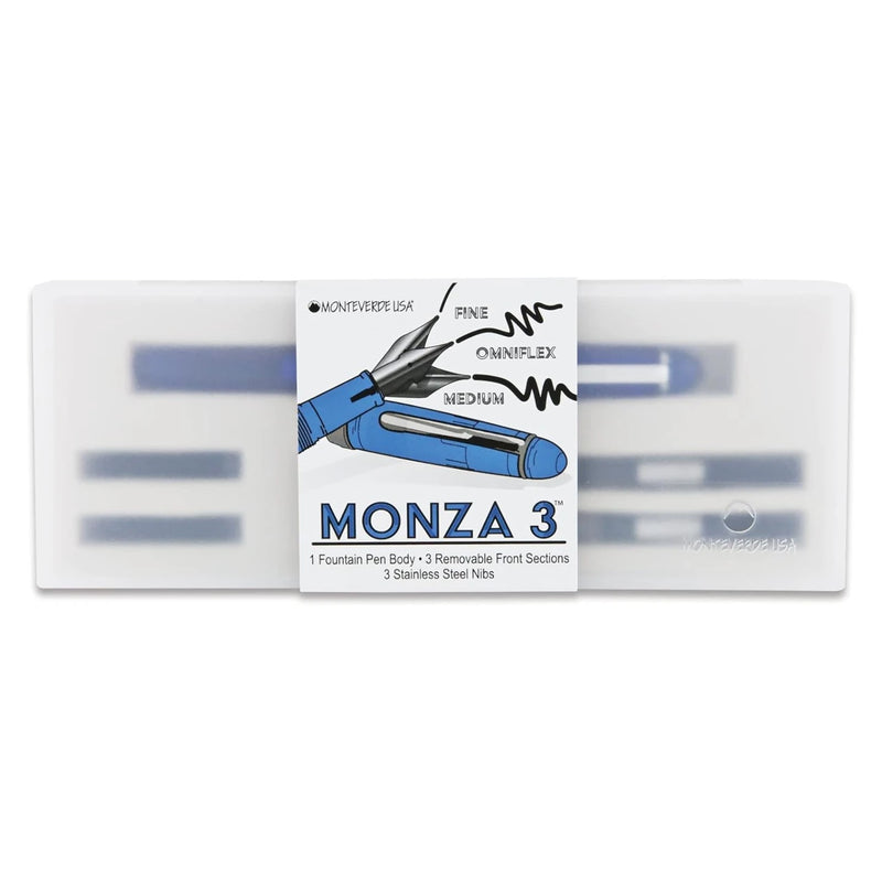 Monteverde Monza 3 Fountain Pen Set (Fine, Medium, Flex) – Blue