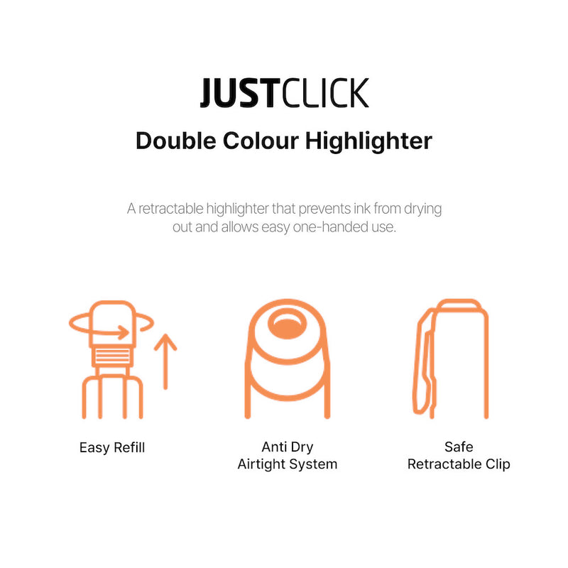 Morris JUSTCLICK Retractable Double Colour Highlighter – Yellow & Green