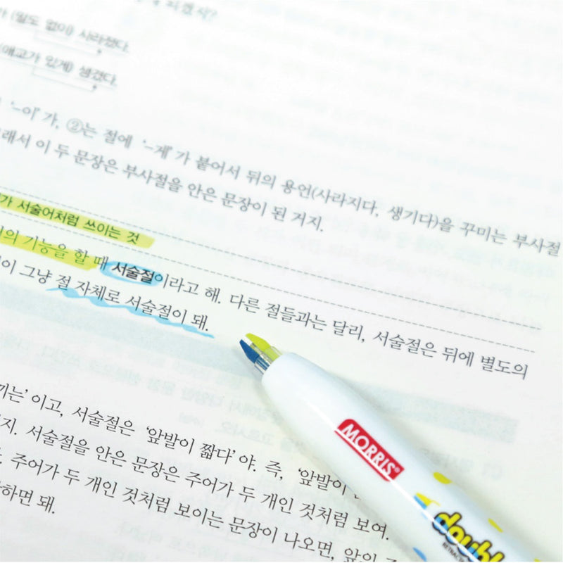 Morris JUSTCLICK Retractable Double Colour Highlighter – Yellow & Green