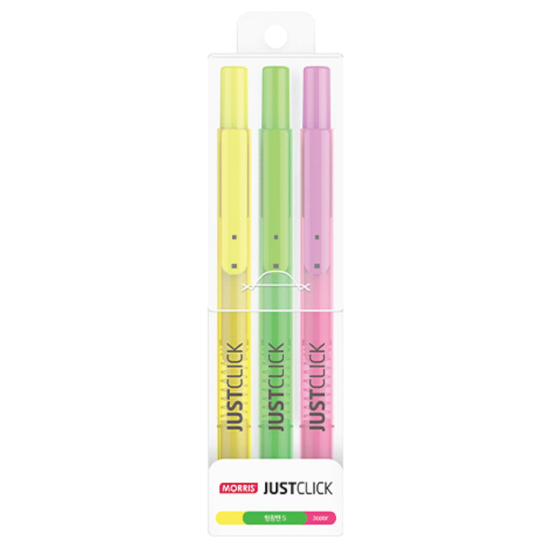 Morris JUSTCLICK Retractable MRH-105 Highlighter S – 3 Colour Set