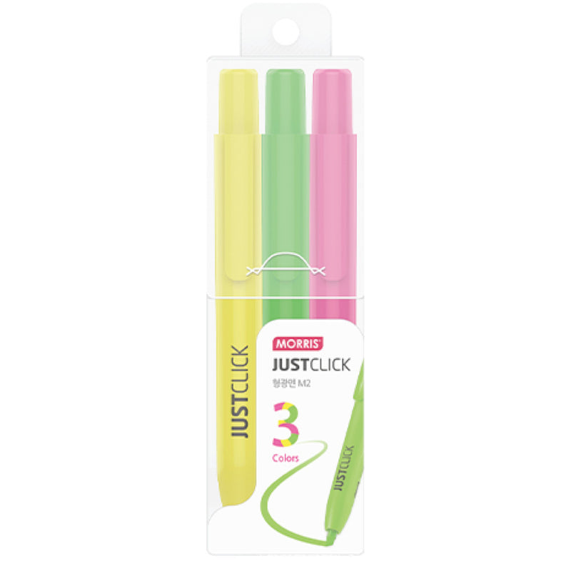Morris JUSTCLICK Retractable MRH-201 Highlighter M2 – 3 Colour Set