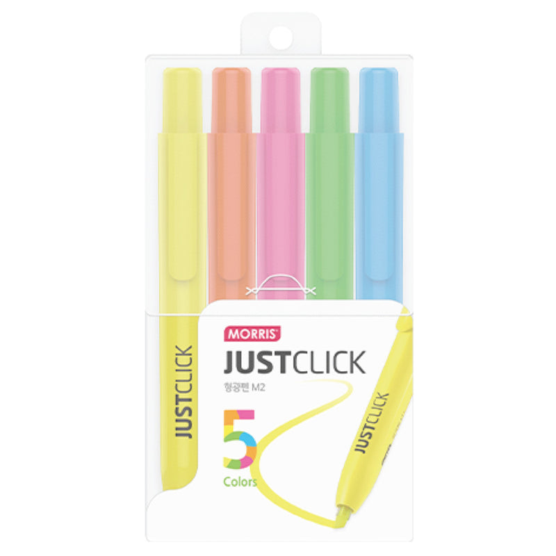 Morris JUSTCLICK Retractable MRH-201 Highlighter M2 – 5 Colour Set