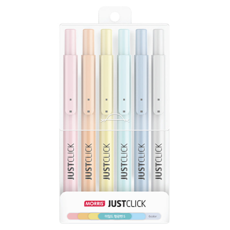 Morris JUSTCLICK Retractable MRH-205 Highlighter S – Mild 6 Colour Set