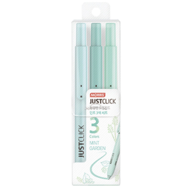 Morris JUSTCLICK Retractable MRH-205 Highlighter S – Mild Mint 3 Colour Set