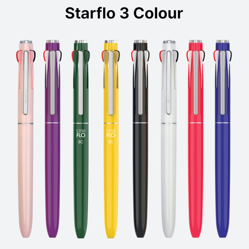 Morris StarFlo 3 Colour Multi Ballpoint Pen – Raspberry Red 0.7mm