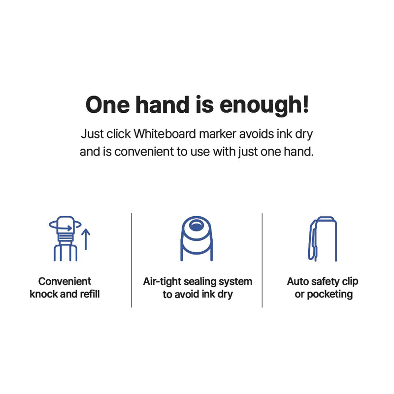 Morris JUSTCLICK Retractable Whiteboard Marker M – Blue 2.0mm
