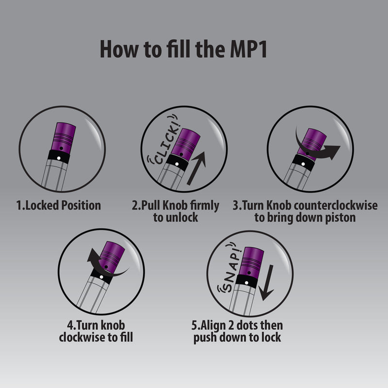Monteverde MP1 Lock-It Piston Technology Fountain Pen - Purple Frost