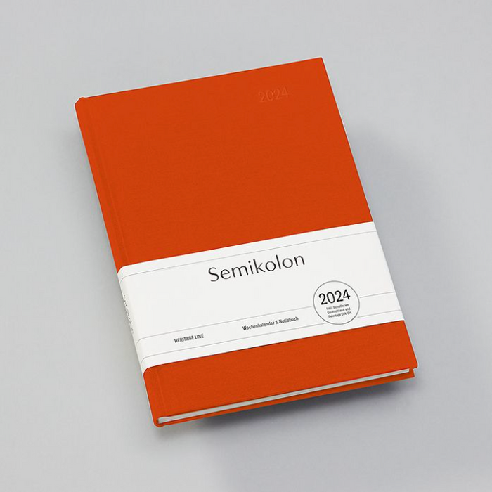 Semikolon Weekly Planner & Notebook A5 Agenda 2024 Orange
