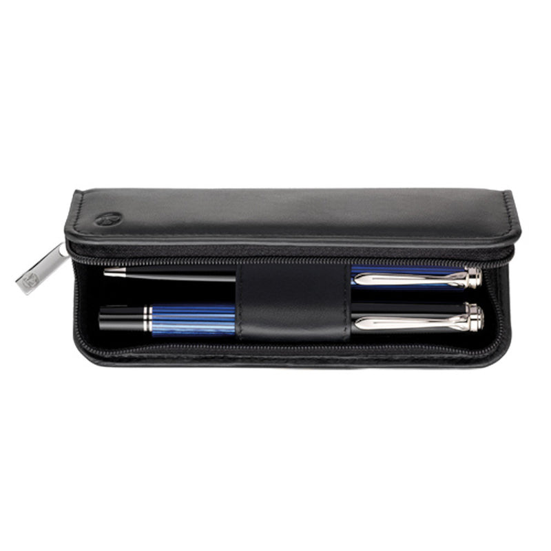 Pelikan Napa Leather Zip 2 Pen Case - Black