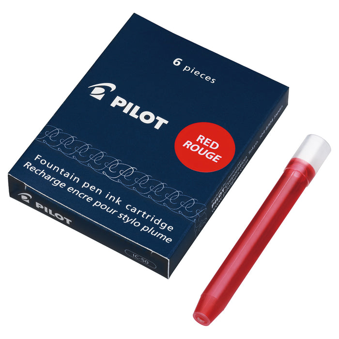 Pilot IC-50 Red Fountain Pen Ink Cartridges (6)