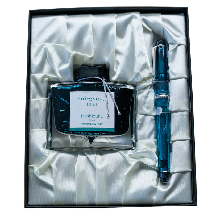 Pilot Custom 74 Fountain Pen and Ink Gift Set - Turquoise Green (Teal)