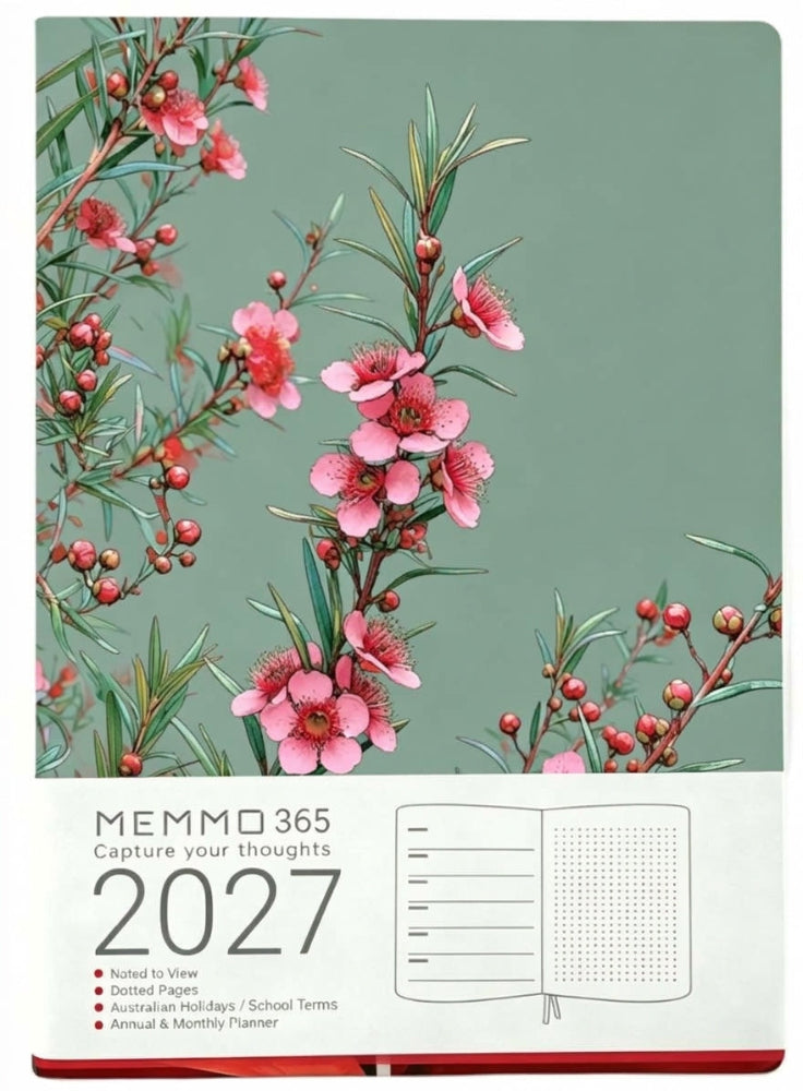 MEMMO365 Luxe 2027 Diary (A5) - Week to view - Pink Tea Tree
