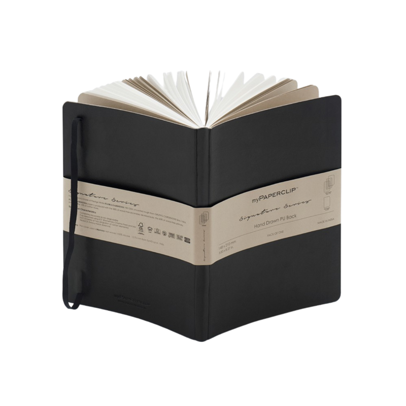 myPAPERCLIP Signature Series Vegan Leather Softcover A5 Notebook - Black