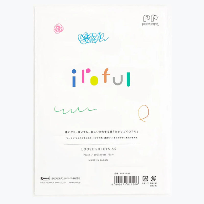 Sakae TP Iroful Loose Sheets, A5, White, 100-sheet, 75gsm, Plain