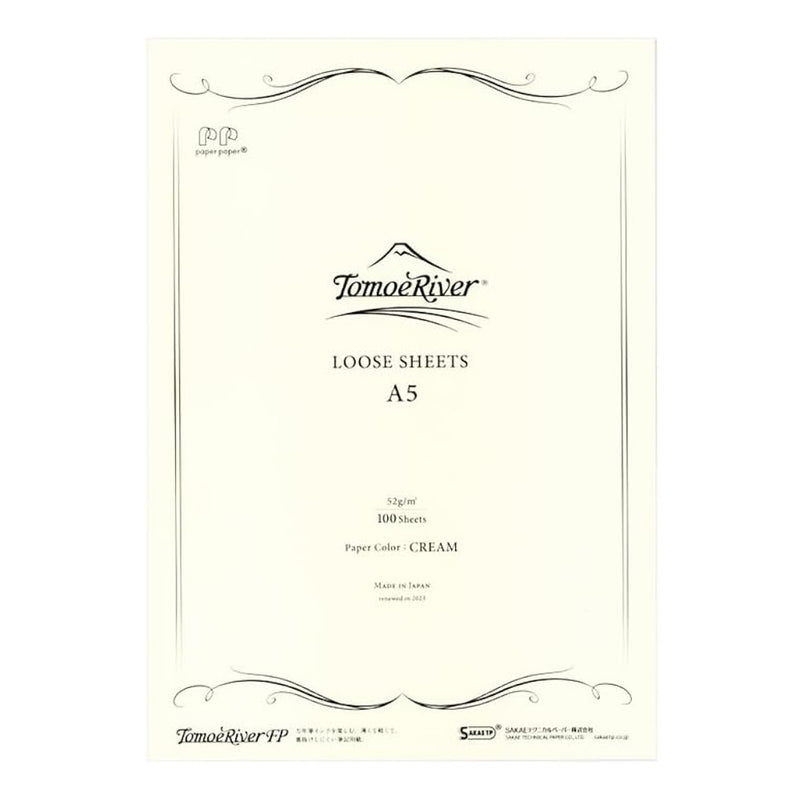 Sanzen Tomoe River Loose Sheets, A5, 100-sheet, 52gsm, Plain, Cream