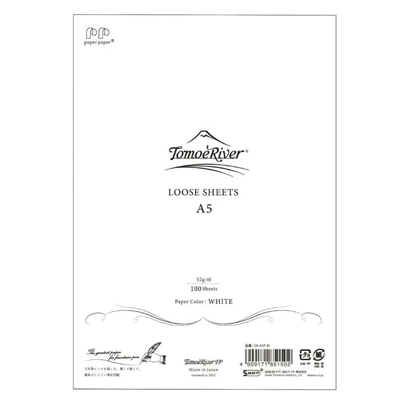 Sanzen Tomoe River Loose Sheets, A5, 100-sheet, 52gsm, Plain, White