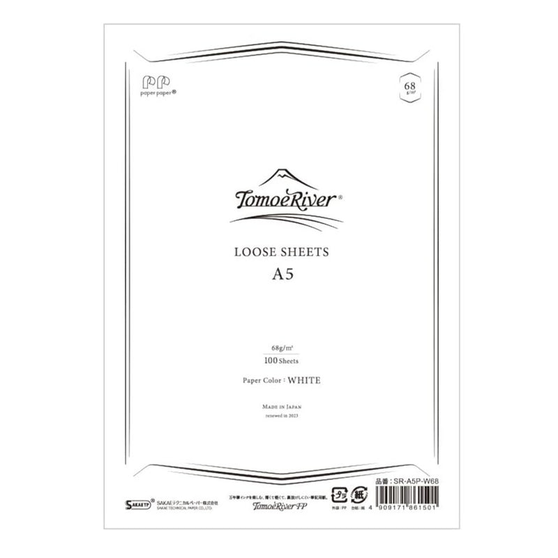 Sanzen Tomoe River Loose Sheets, 100-sheet, Plain, White, A5, 68gsm