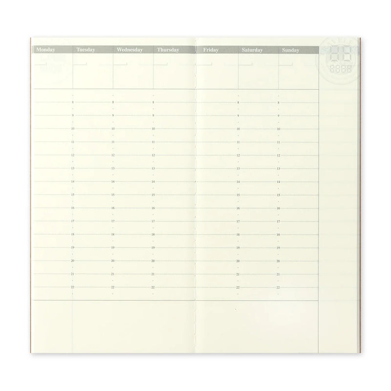 TRAVELER'S Notebook Refill - Regular Size, 018 Undated Weekly Vertical Diary