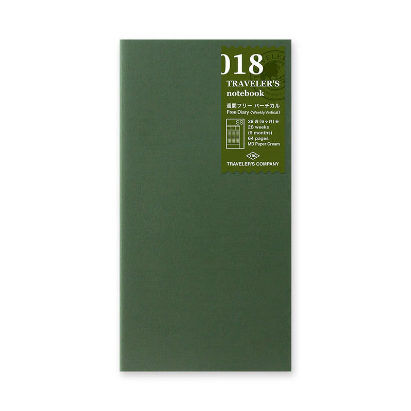 TRAVELER'S Notebook Refill - Regular Size, 018 Undated Weekly Vertical Diary