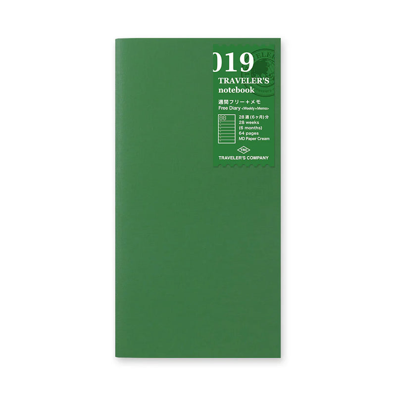 TRAVELER'S Notebook Refill - Regular Size, 019 Undated Weekly + Memo Diary