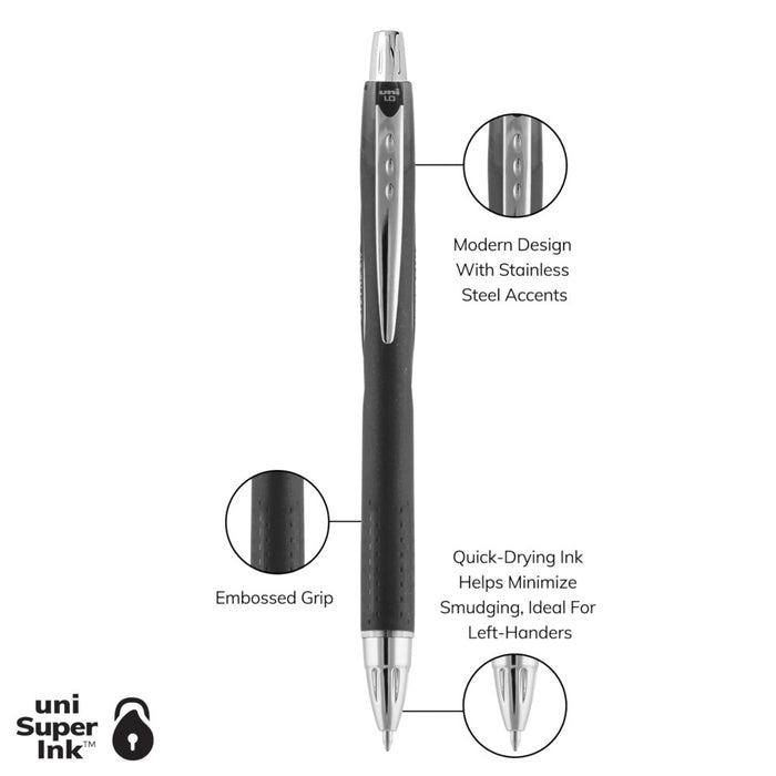 Uniball Jetstream Retractable Rollerball Pen - Black Fine 0.7mm