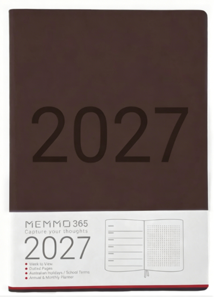 MEMMO365 Luxe 2027 Diary (A5) - Week to view - Brown