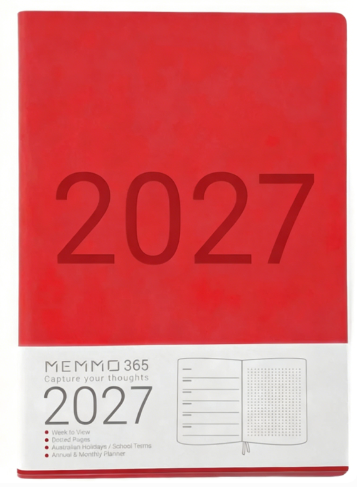 MEMMO365 Luxe 2027 Diary (A5) - Week to view - Red