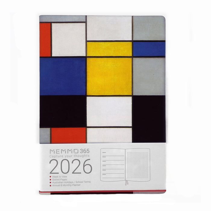 MEMMO365 Luxe 2026 Diary (A5) - Week to view - Mondrian
