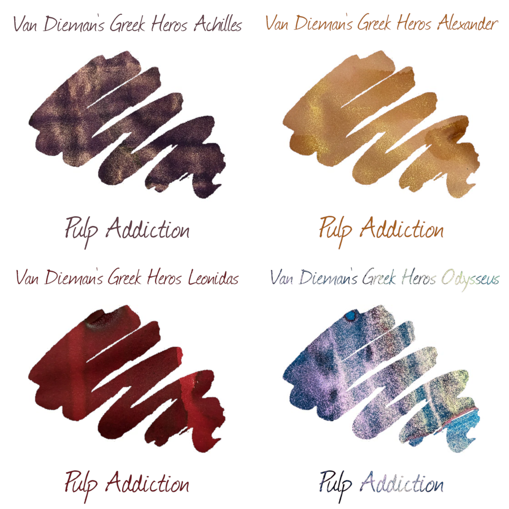 Van Dieman's Greek Heroes Ink Sample Package (4) — Pulp Addiction